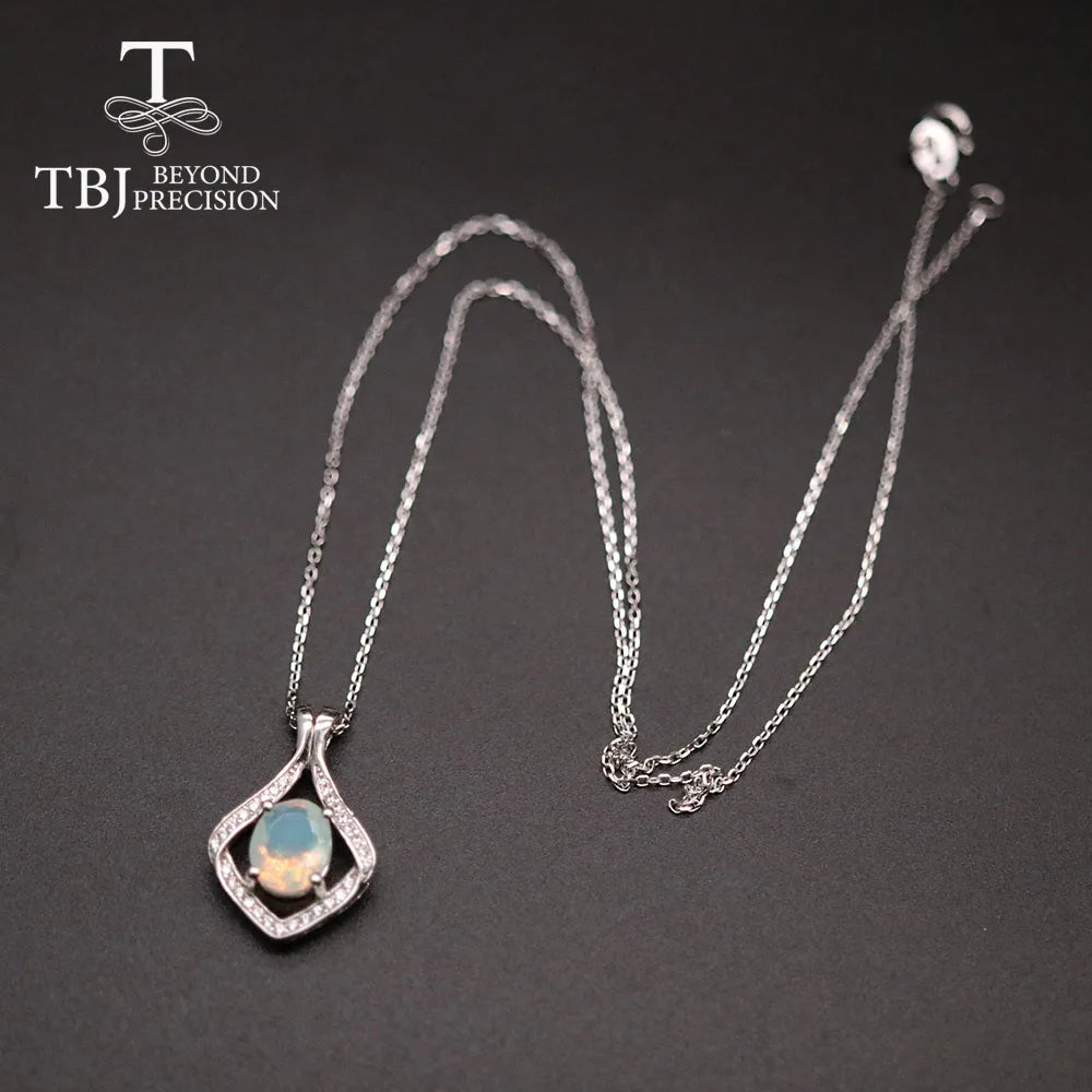 Opal pendant necklace 925 sterling silver necklace
