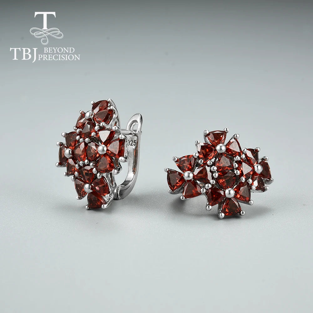 Natural red garnet ring earrings Pendant Jewelry Set