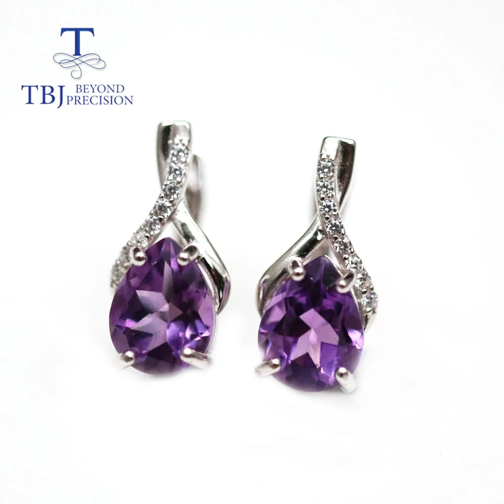 Natural Brazil amethyst clasp earring