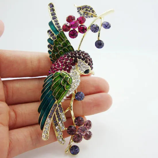 Details about  4.21" Colorful Swallow Bird Flower Brooch Pin Rhinestone Crystal Multi Enamel