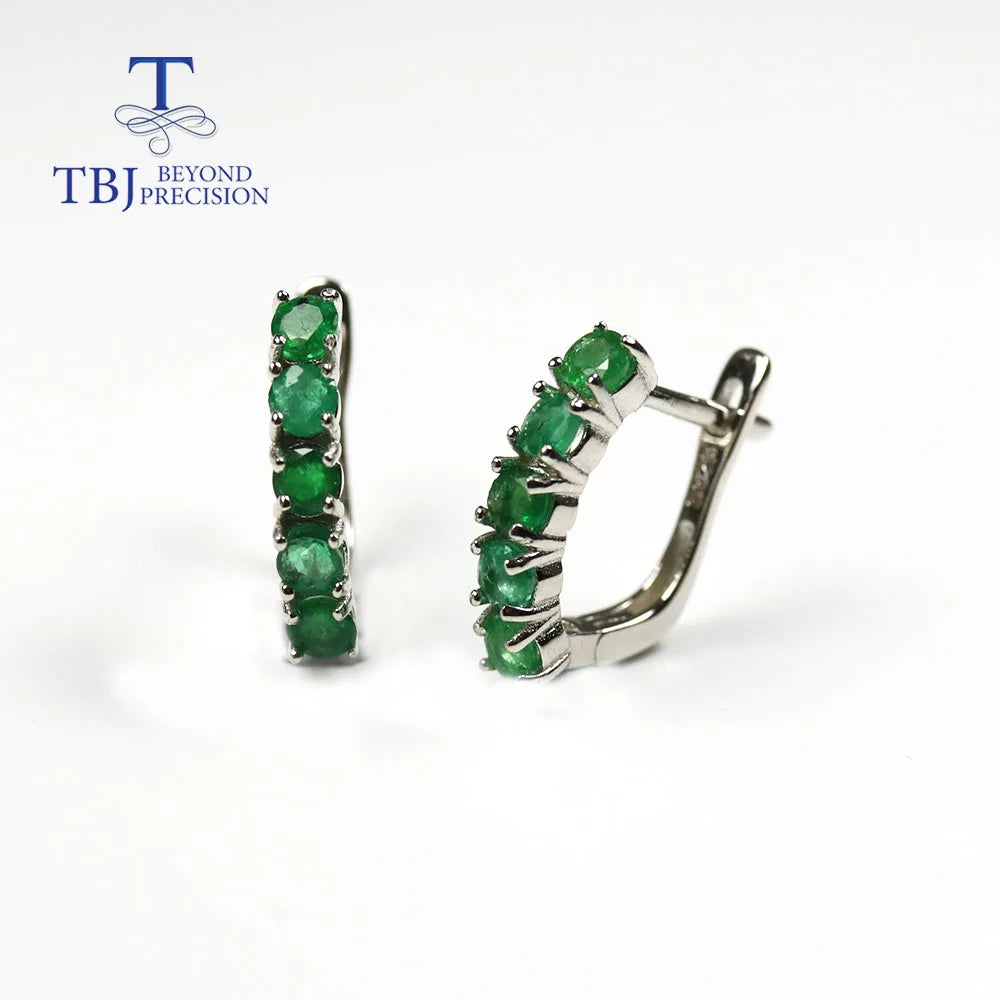 Natural Zambia green Emerald Round 3mm gemstone jewelry set ring earring