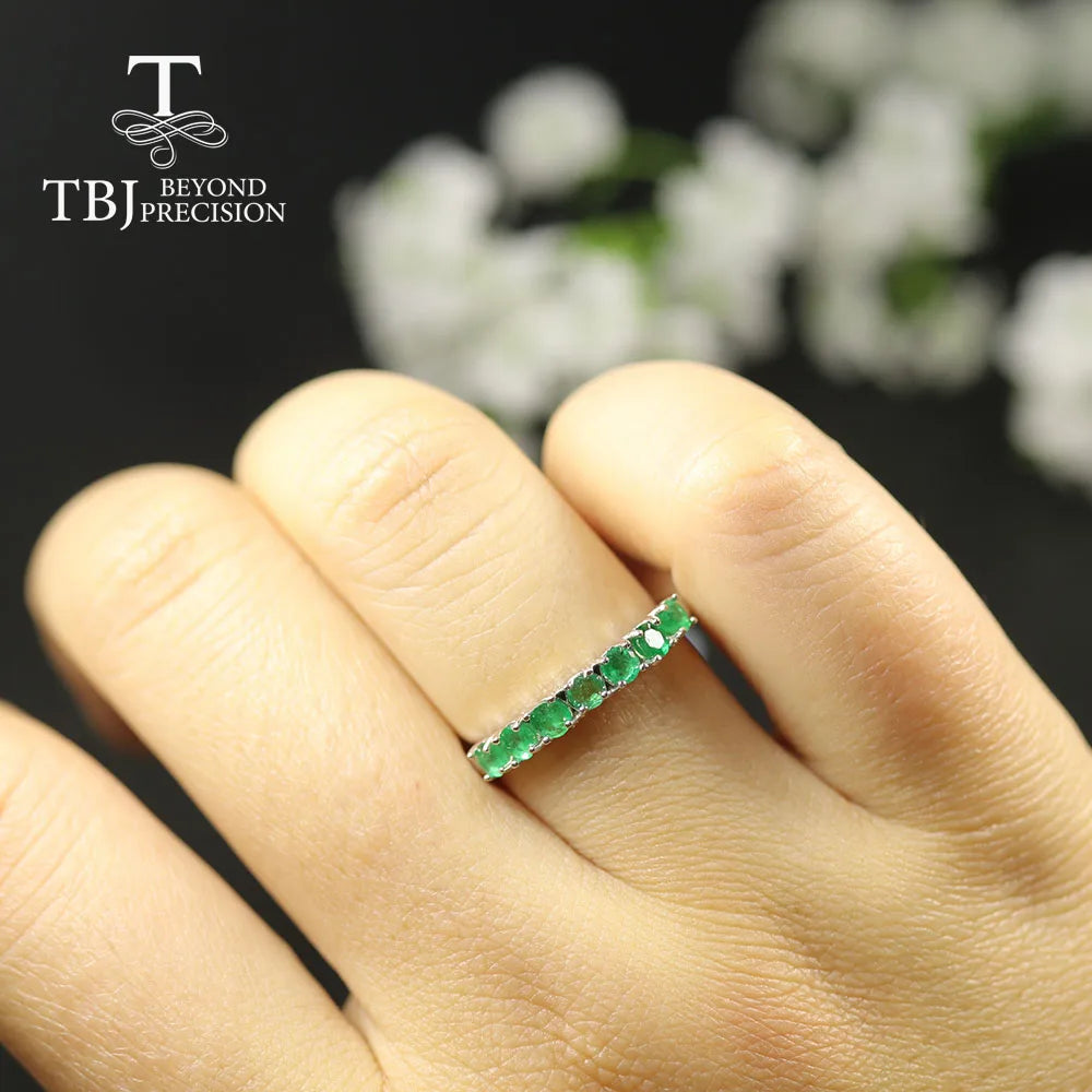 Natural Zambia green Emerald Round 3mm gemstone jewelry set ring earring