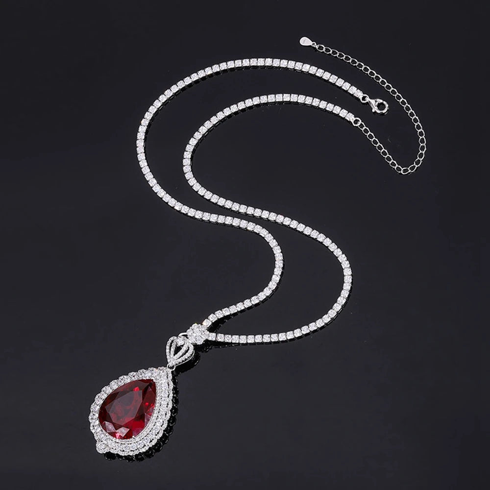 Ruby Sapphire Faceted Gemstone Pendant Necklace