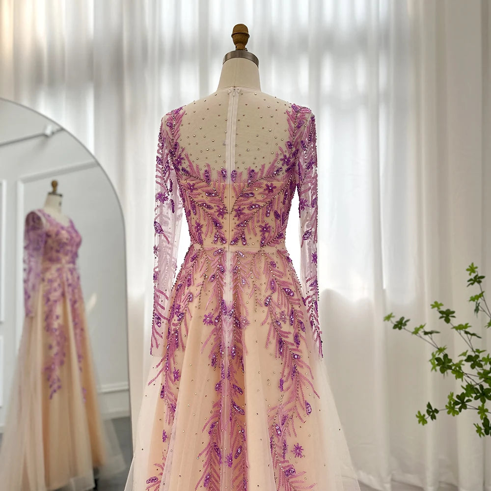 Romantic Factory Organza With Embroidery Floor-Length O-Neck Long Sleeves Illusion Wedding Dress