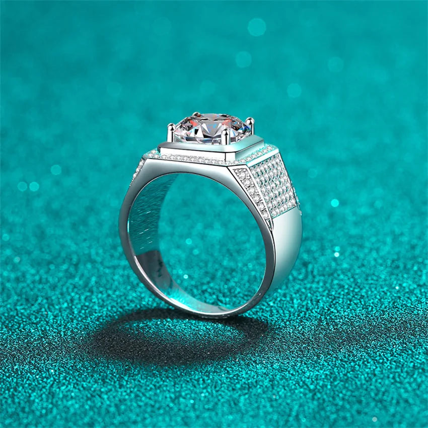 Men Moissanite Ring S925 Sterling Silver Ring