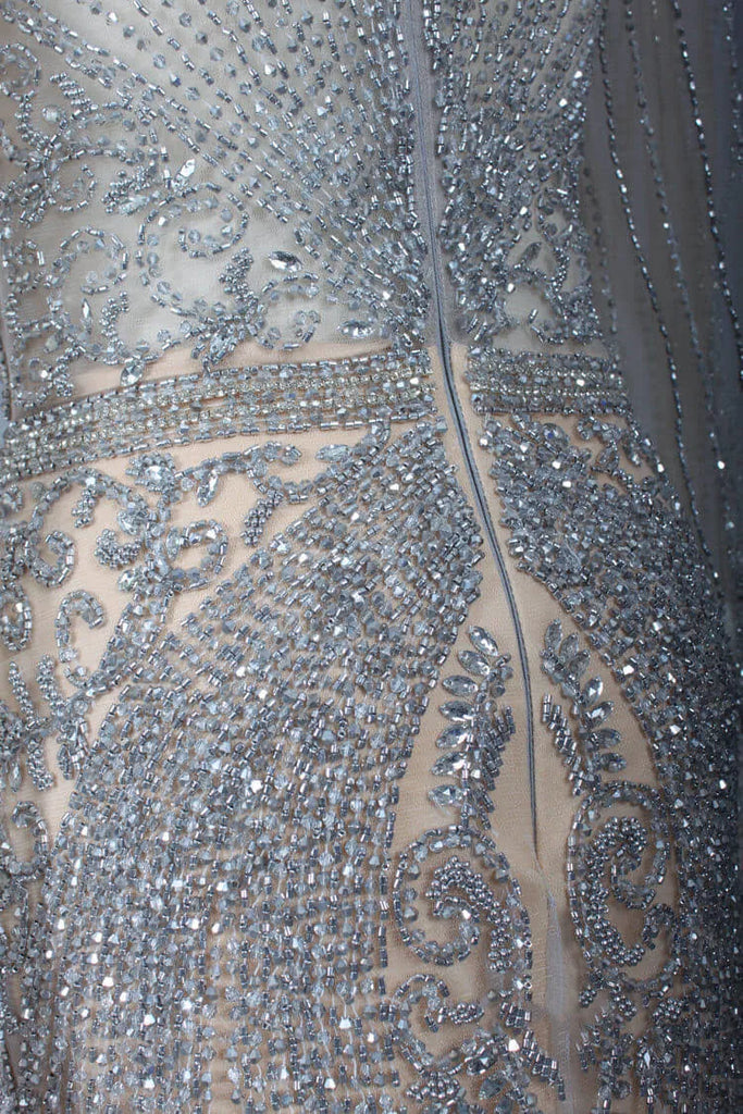 Sequin Luxury O-Neck Full Diamond Mermaid Formal Evening Dress