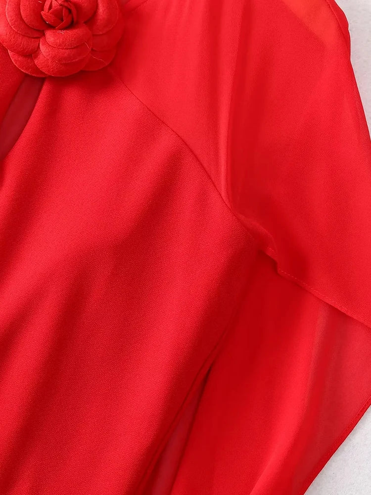 Cloak Sleeves Appliques Elegant Maxi Dress