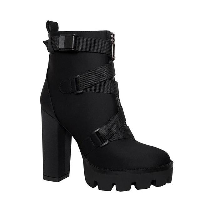 Spring Autumn Platform Ankle Boots - TeresaCollections