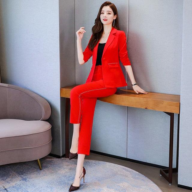 Spring Color Two-piece Sets Pants Suits - TeresaCollections