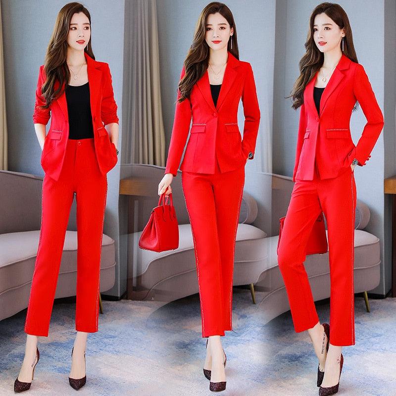 Spring Color Two-piece Sets Pants Suits - TeresaCollections