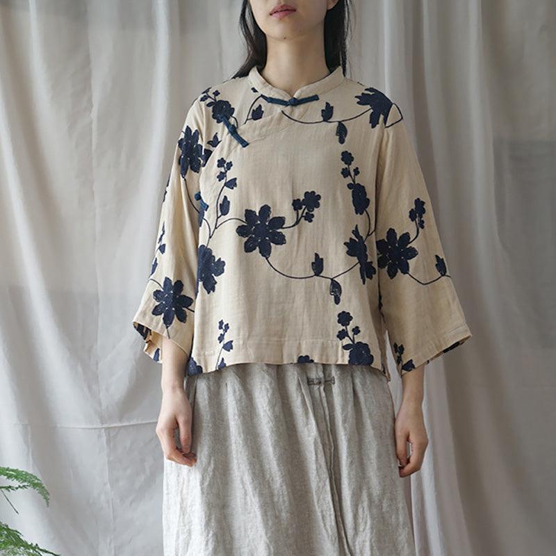 Embroidery Floral Vintage Shirts Spring Blouse - TeresaCollections