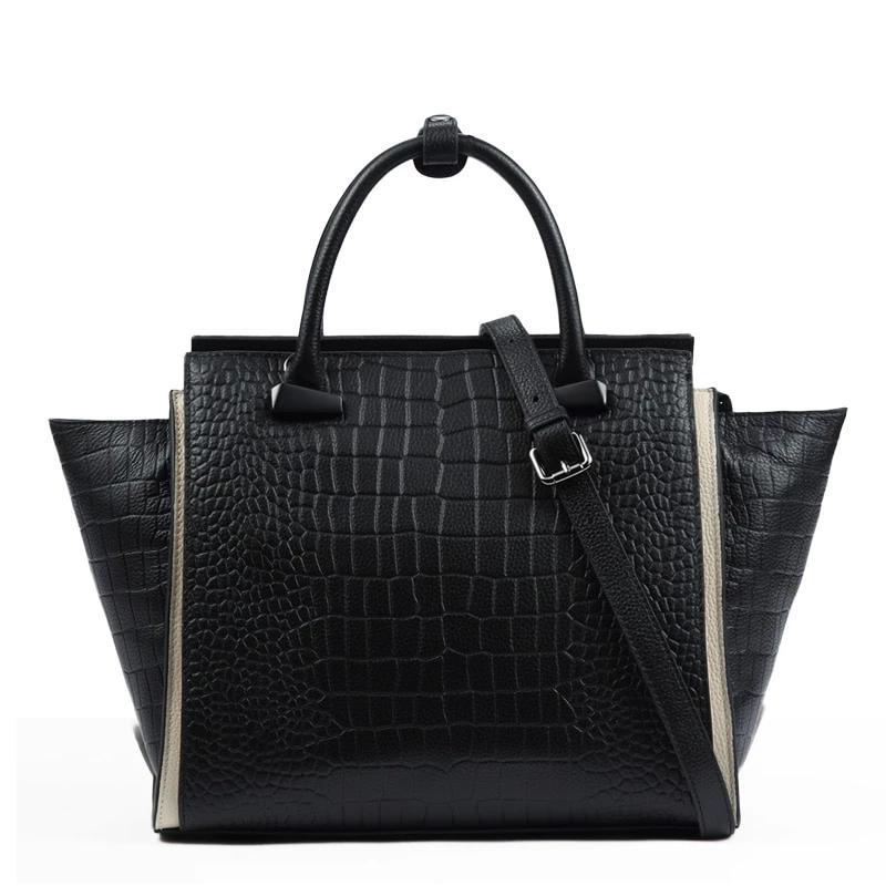 Genuine Leather Crocodile Leather Trapeze Bag - TeresaCollections
