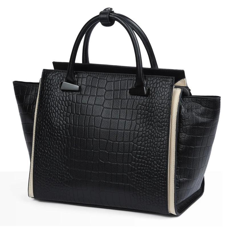 Genuine Leather Crocodile Leather Trapeze Bag - TeresaCollections