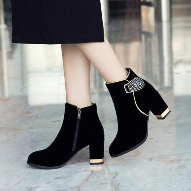 Crystal Winter Ankle Boots Warm Faux Fur Booties - TeresaCollections