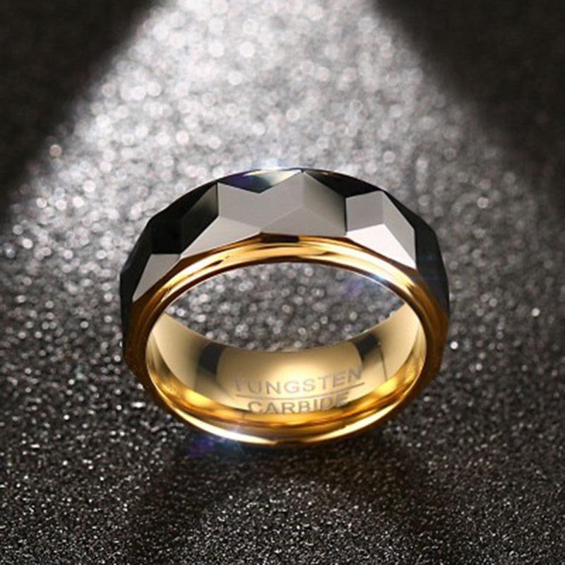 Tungsten Carbide Yellow Gold Rings For Men - TeresaCollections