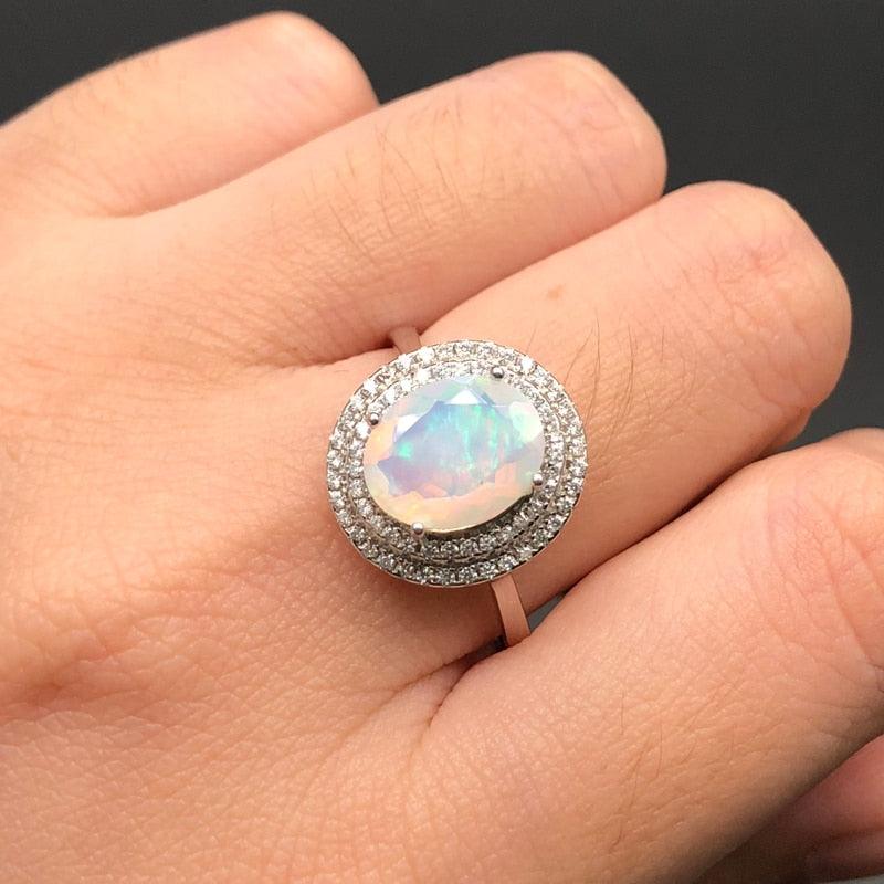 Colorful Opal Natural Gemstone Ring - TeresaCollections