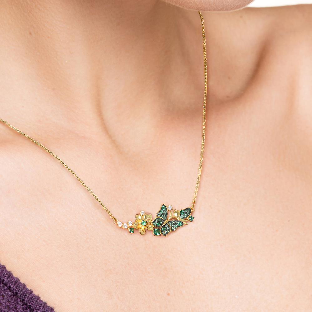 Elegant Green Butterflies Necklace - TeresaCollections