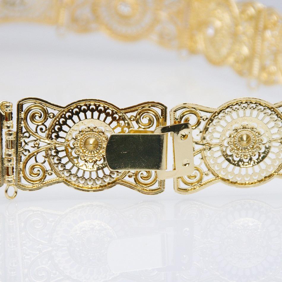 Hollow Flower Metal Square Button Belt - TeresaCollections