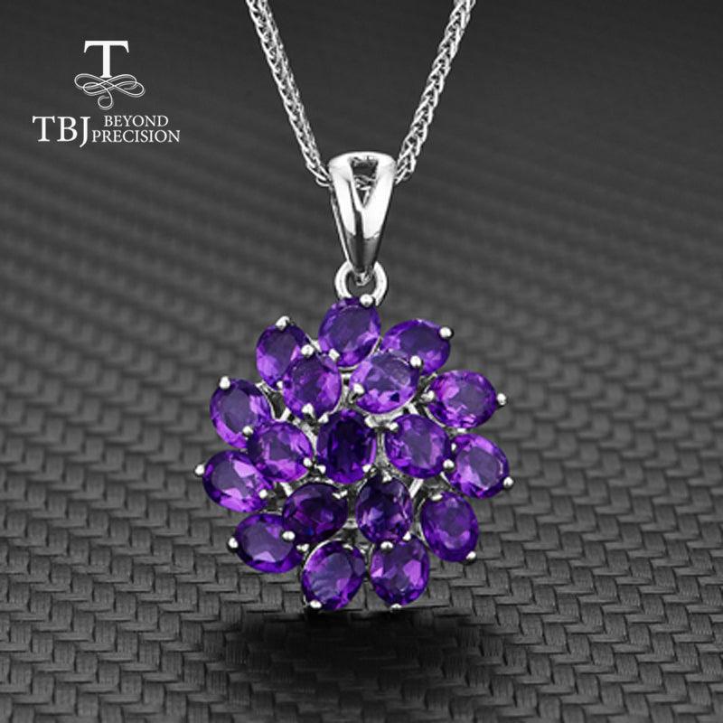 African Amethyst Flower Pendant Necklace - TeresaCollections
