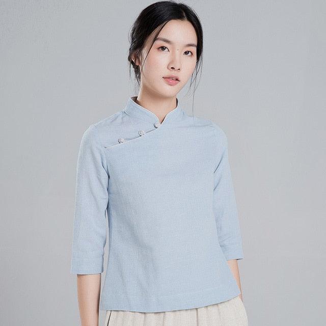 Traditional Chinese Tea Long Sleeve Top - TeresaCollections