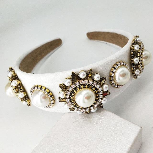Pearl Luxury Rhinestone Hairband Tiaras and Crowns Hair Accessories - TeresaCollections