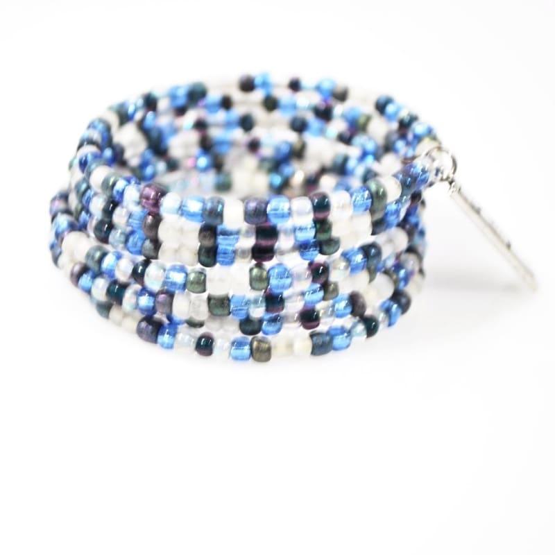 Blue Winter Memory Charms Steel Wrap Around Bracelets - TeresaCollections