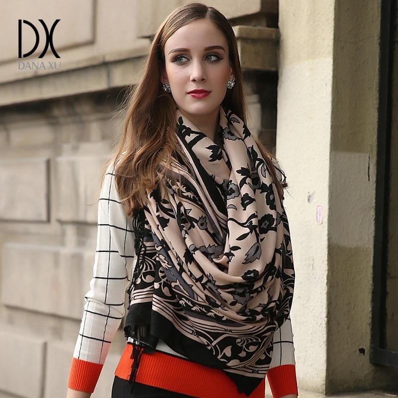 Cashmere Women Plaid Blanket Wool and Silk Scarf - scarf