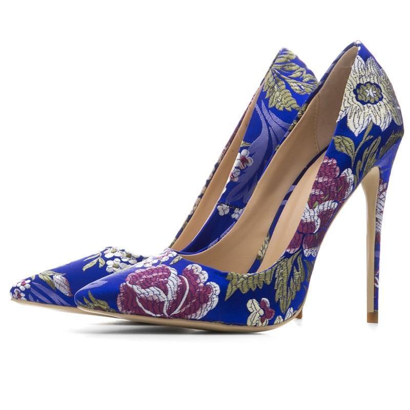 Colorful Embroidery Pumps Stiletto - TeresaCollections