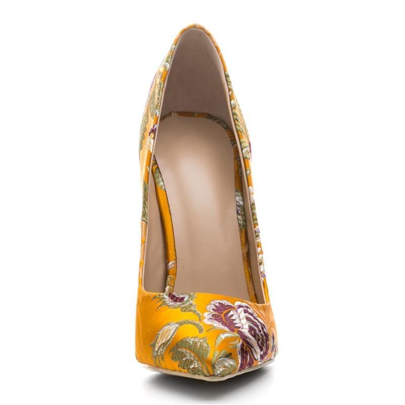 Colorful Embroidery Pumps Stiletto - TeresaCollections
