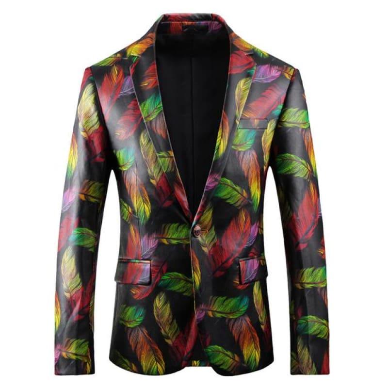 Colorful Printed Blazer Luxury Casual Suit Jacket - as picture / XXXL - Mens Jackets
