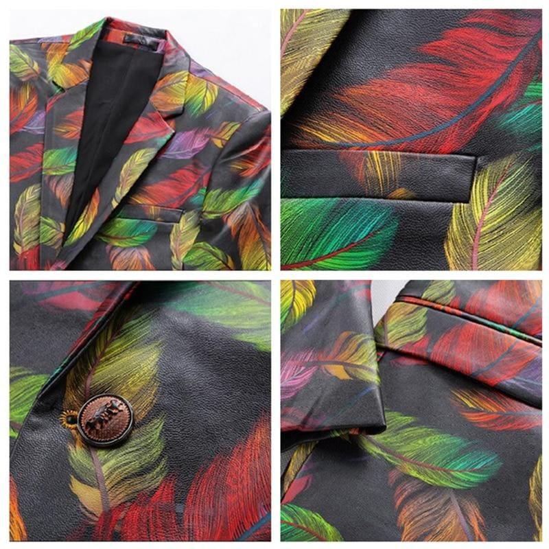Colorful Printed Blazer Luxury Casual Suit Jacket - Mens Jackets