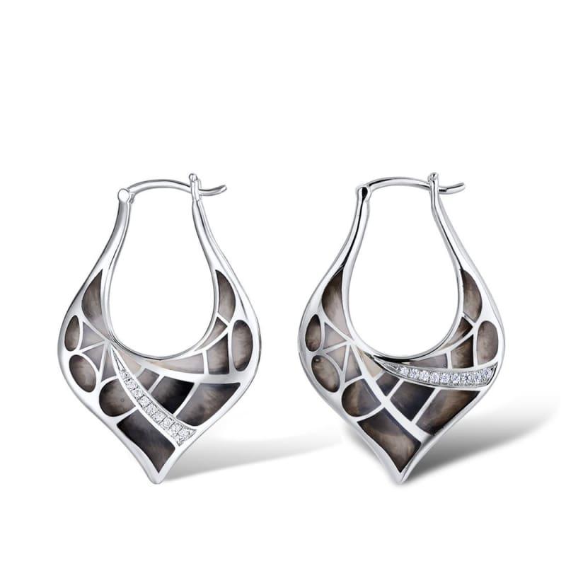 Delicate Black Leaves Earrings Necklace Fashion Jewelry Handmade Enamel - Jewelry set