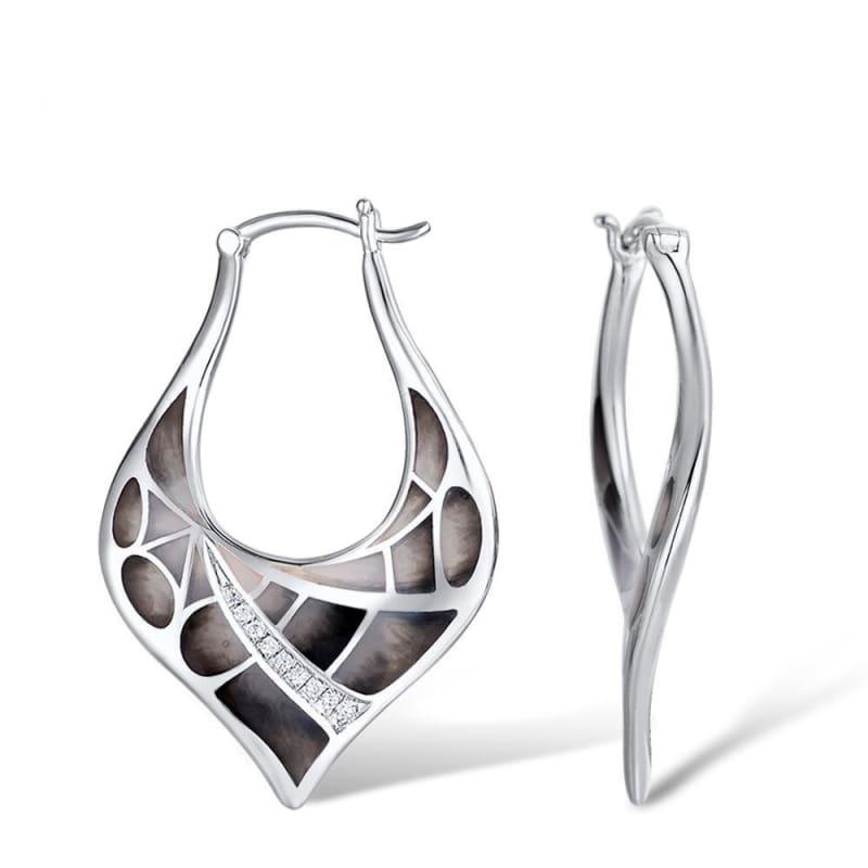 Delicate Black Leaves Earrings Necklace Fashion Jewelry Handmade Enamel - Jewelry set