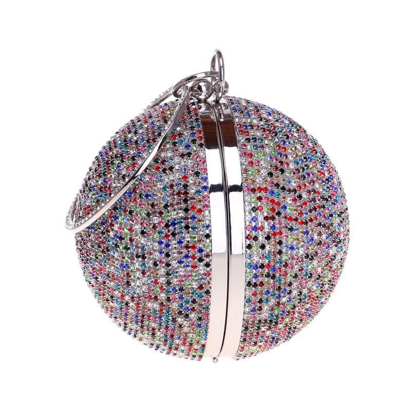 Diamonds Colorful Lady Round Shaped Evening Clutch Bag - Clutch