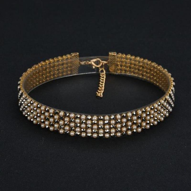 Elegant Wide Crystal Rhinestone Choker Necklace - 02 1