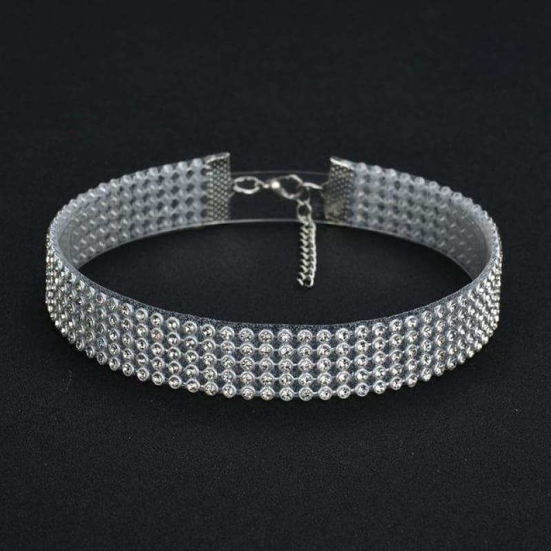 Elegant Wide Crystal Rhinestone Choker Necklace - 2