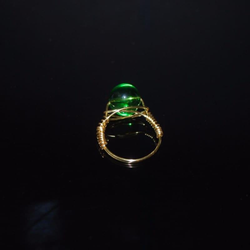 Genuine Quartz Stone womens ring - 7 / Green - Handmade