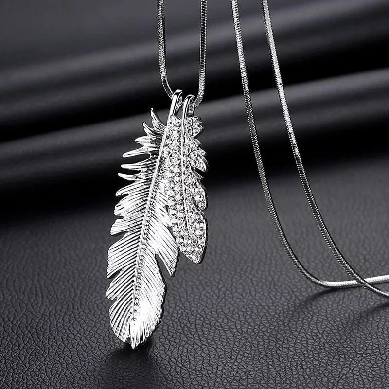 Geometric Statement Long Necklaces & Pendants - Feather - necklace