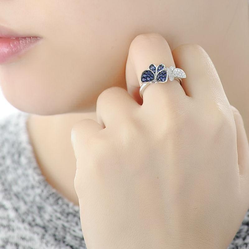 Gorgeous Butterfly Earrings Ring Genuine 100% 925 Sterling Silver Sparkling Jewelry Set - jewelry set