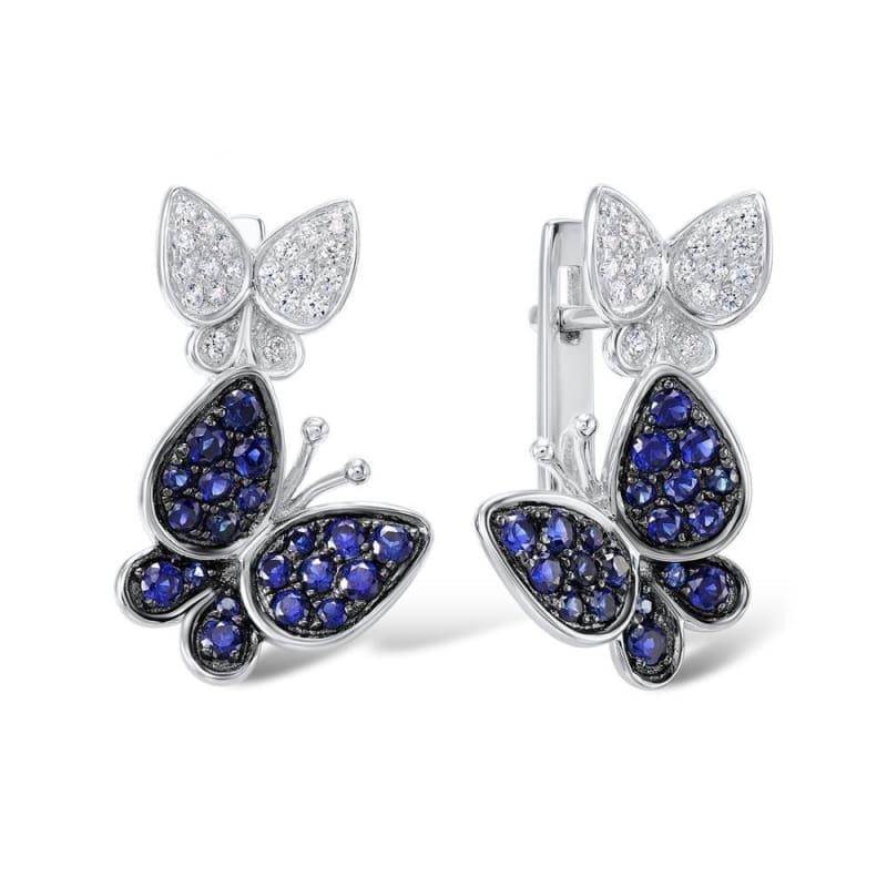 Gorgeous Butterfly Earrings Ring Genuine 100% 925 Sterling Silver Sparkling Jewelry Set - jewelry set