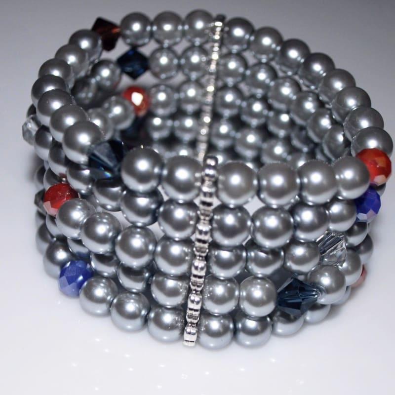 Gray Multiple Strands Glass Pearls Bracelets - Handmade