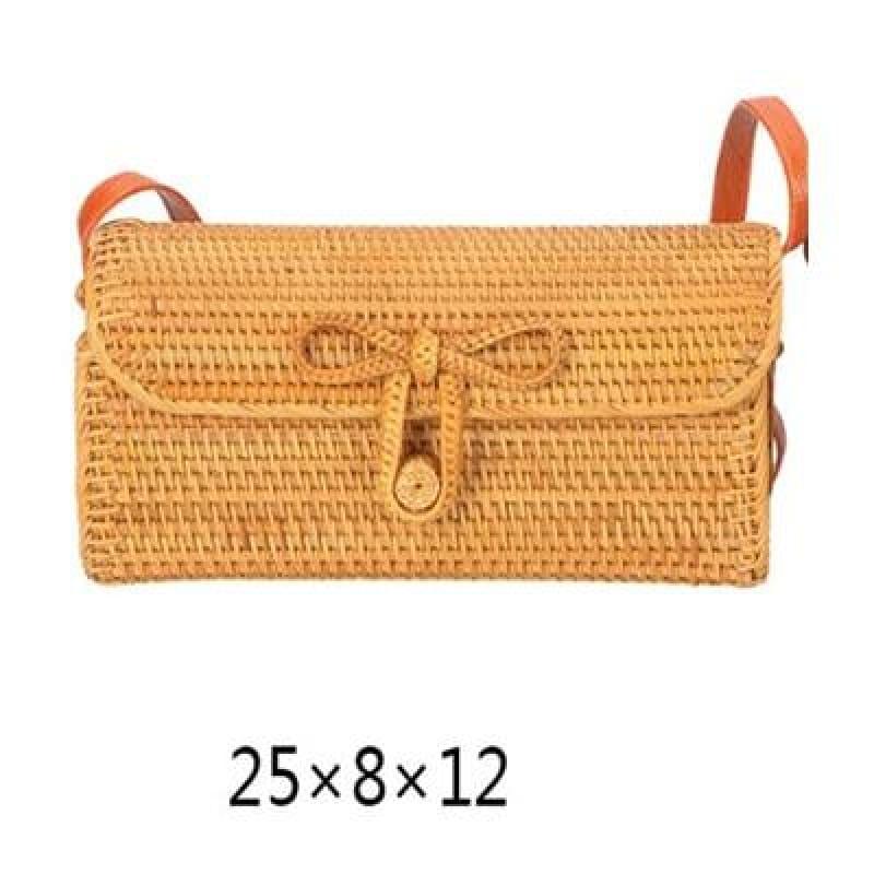 Hand-Woven Rattan Bag Embroidery Shoulder Crossbody Bags - Square bag - HandBag