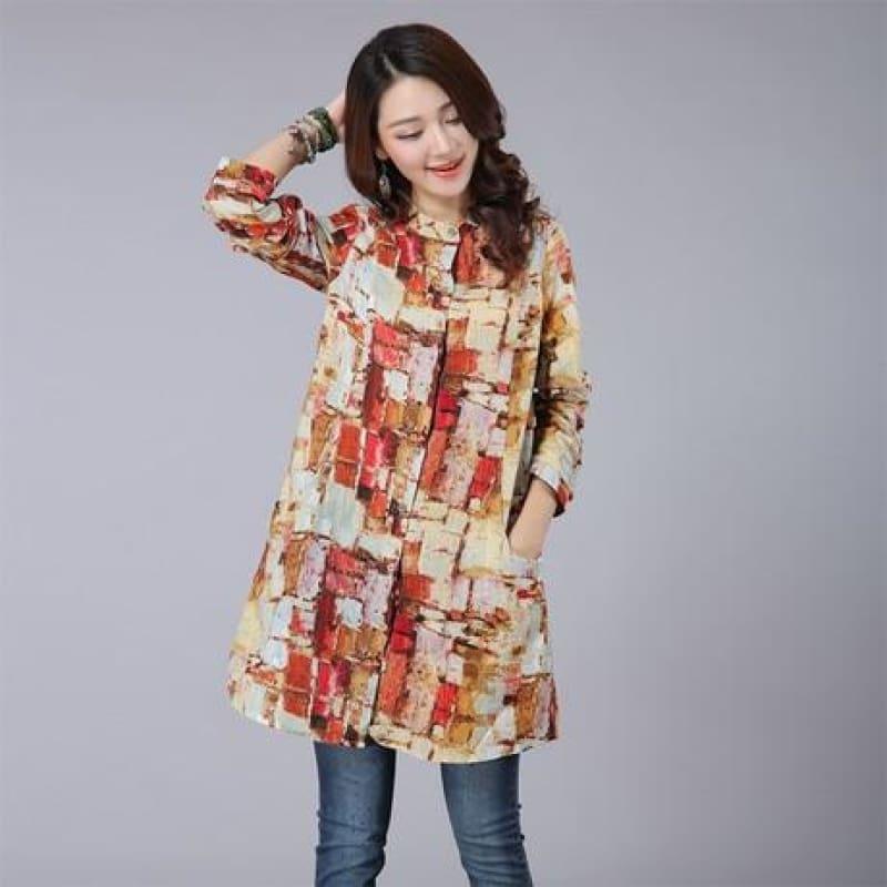 Kimono Long Floral Print Women Tops and Blouses Plus Size Cardigan Tunic Blouse - TeresaCollections