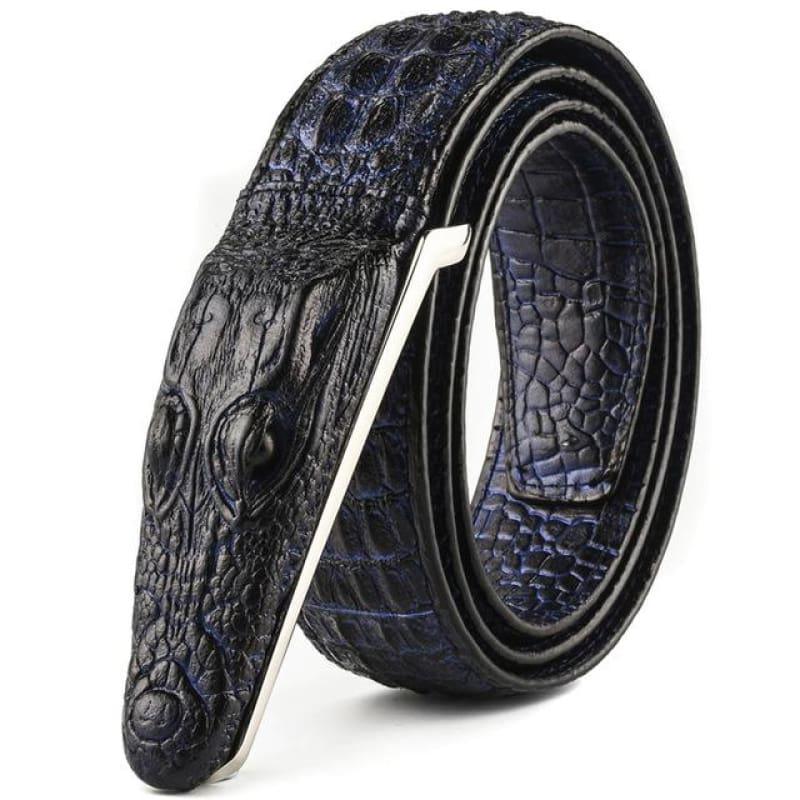 Luxury Leather Designer High Quality Crocodile Men Belt - Blue / 105cm - belts
