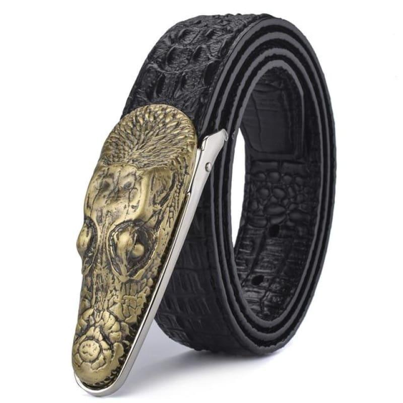 Luxury Leather Designer High Quality Crocodile Men Belt - Bronze 1 / 105cm - belts