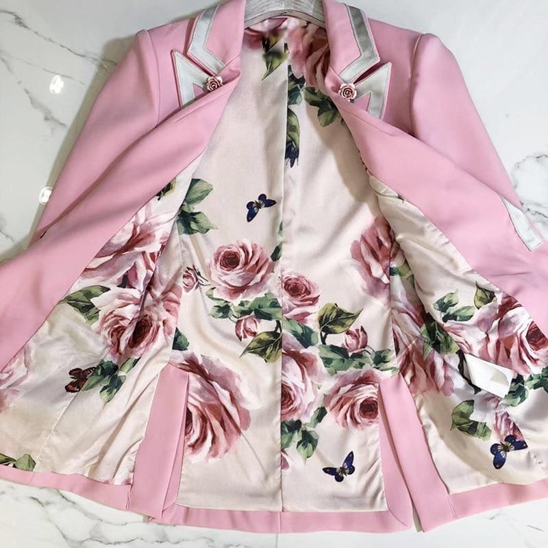 Pink Elegant Fashion Single Button Office Lady Blazer - Jacket