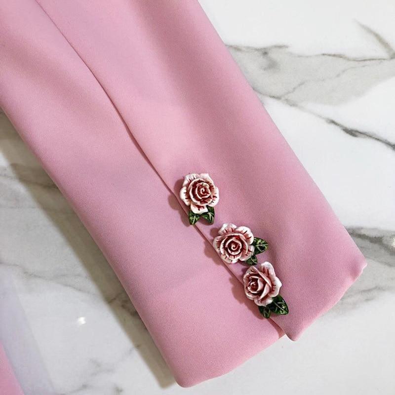 Pink Elegant Fashion Single Button Office Lady Blazer - Jacket