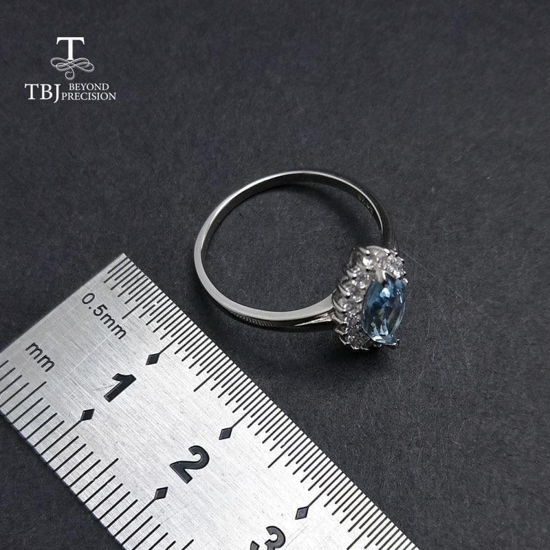 Princess Cut Brazilian Aquamarine 5*10 0.75ct Gemstone Ring - rings