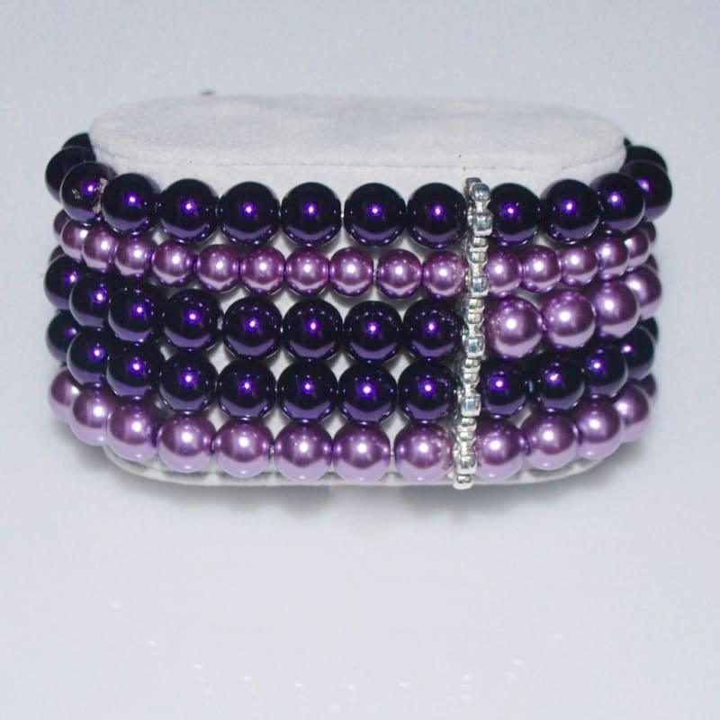 Purple Lavender Multi Strands Colorblock bracelets - Handmade
