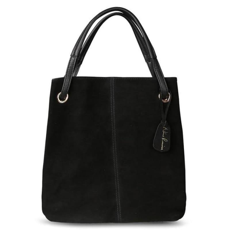 Real Split Suede Leather Leisure Large Top-handle Tote Handbag - HandBag